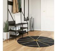 RMIHSJG Tappeto lavabile nero e oro Ø 120 cm fondo antiscivolo velluto isolamento acustico lavabile in lavatrice decorativo durevole