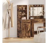 RMIHSJG Tavola rialzata in rovere affumicato, 40 x 41 x 135 cm, in legno con molti ripiani e grande cassetto per uno spazio ottimale, design moderno e struttura robusta