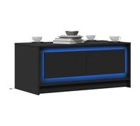 RMIHSJG Tavolino da caffè a LED nero, in legno laterale, tavolino per esterni, piccolo tavolino per camera da letto, soggiorno, ufficio, esterno