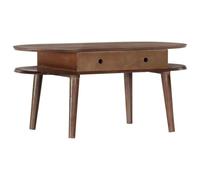 RMIHSJG Tavolino da caffè in legno di acacia massiccio, 100 x 50 x 46 cm, con 2 cassetti per lo spazio, resistente alle intemperie, facile da montare e curare, design senza tempo per i vostri