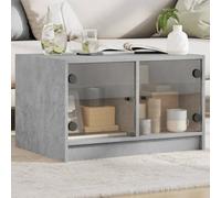 RMIHSJG Tavolino da Salotto Moderno con Ante in Vetro Grigio Cemento 68x50x42cm, Ampio Spazio di Conservazione per Libri e Oggetti, Materiale Legno Multistrato Resistente, Ideale