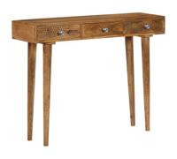 RMIHSJG Tavolo consolle in legno di mango massiccio con 2 cassetti e sculture rustiche, 102 x 30 x 79 cm, robusto pannello in legno duro per decorazione, facile da montare, durevole soggiorno