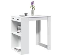 RMIHSJG Tavolo da bar bianco, 102 x 70 x 103,5 cm, in legno con 2 ripiani e 1 cassetto per lo spazio, ideale per cucina, soggiorno, sala da pranzo, mobile durevole con facile manutenzione