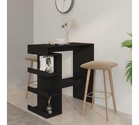 RMIHSJG Tavolo da bar con ripiano, nero, 100 x 50 x 101,5 cm, in legno per cucina, sala da pranzo, robusto tavolo da bistrot con 3 ripiani e poggiapiedi, mobile salvaspazio
