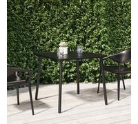 RMIHSJG Tavolo da giardino antracite, 80 x 80 x 71 cm, design a doghe in acciaio, per terrazze, giardino con rivestimento a polvere, rivestimento protettivo, robusto telaio stabile