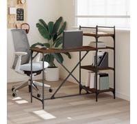 RMIHSJG Tavolo per computer con mensola, effetto rovere marrone, 120 x 47 x 109 cm, scrivania con telaio in metallo e vano portaoggetti