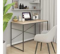 RMIHSJG Tavolo per computer nero e effetto rovere, 110 x 60 x 70 cm, struttura in metallo, scrivania da ufficio