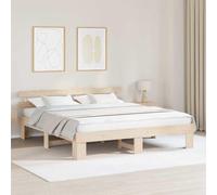 RMIHSJG Telaio del letto in legno di pino massiccio con testiera, 200 x 200 cm, design moderno e minimalista, durevole in legno massello, stabile rete a doghe per comfort durante il sonno