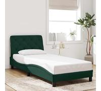 RMIHSJG Telaio del letto in velluto verde scuro, 90 x 200 cm, con testiera e cuscino in schiuma per un supporto ergonomico, design moderno a onde con pratica chiusura lampo