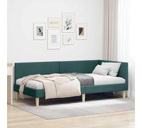 RMIHSJG Telaio letto angolare verde scuro 90 cm x 190 cm tessuto e compensato con rete a doghe e testiera regolabile per un design salvaspazio a forma di L come letto o divano