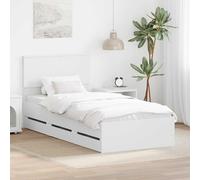 RMIHSJG Telaio letto con cassetti bianco 90 x 190 cm ingegneri legno - Moderna struttura per letto con 4 cassetti per riporre lo spazio - Struttura stabile a doghe in legno per un ottimale
