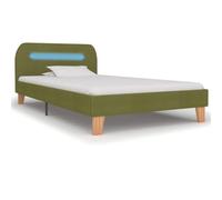 RMIHSJG Telaio letto con LED verde in tessuto 90 x 200 cm, letto classico con striscia LED colorata e telecomando per uno spettacolo di luce personalizzato, robusto telaio in legno e ferro
