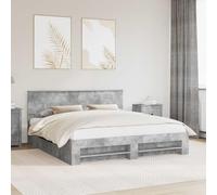 RMIHSJG Telaio letto con testiera in cemento grigio 200 x 200 cm Materiale legno Mobili moderni per camera da letto con testiera integrata per stabilità ed estetica contemporanea