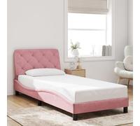 RMIHSJG Telaio letto in velluto con testiera 80 x 200 cm, rosa senza materasso, design ondulato per un sonno moderno con poggiatesta in schiuma e pratica chiusura lampo per un facile comfort