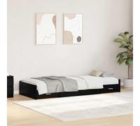 RMIHSJG Telaio letto nero effetto rovere 100 x 200 cm Materiale legno con testiera e vano portaoggetti, struttura moderna in legno di pino e legno di materiale per stabilità ed eleganza