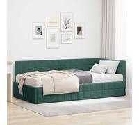 RMIHSJG Telaio per letto angolare con materasso e testiera montata a parete, 2 pezzi in velluto verde, materasso in schiuma a media resistenza su robusta struttura per un sonno stabile