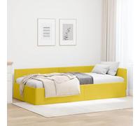 RMIHSJG Telaio per letto angolare in velluto giallo 90 x 200 cm con rete a doghe, design a L per un arredamento salvaspazio, in morbido poliestere e robusto compensato, trasformabile come panchina