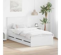 RMIHSJG Telaio per letto con cassetti, bianco, 90 x 190 cm, ingegneri in legno, struttura moderna con scomparti nascosti e rete a doghe fissa per un supporto ottimale del sonno