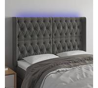 RMIHSJG Testiera a LED grigio scuro, 147 x 16 x 118/128 cm, velluto con luci LED colorate e design regolabile in altezza per un eccellente supporto della schiena durante la lettura o la televisione