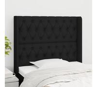 RMIHSJG Testiera classica con orecchie in nero 93 x 16 x 118/128 cm in tessuto resistente, regolabile in altezza con gambe in legno resistenti per un supporto eccellente