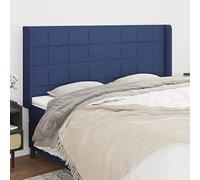 RMIHSJG Testiera con orecchie blu, 163 x 16 x 118/128 cm, struttura letto regolabile in altezza, resistente, traspirante, durevole, gambe in legno, supporto stabile