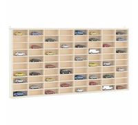 RMIHSJG Vetrina da Collezione in Legno con 80 Scomparti Sospesa a Parete 80x4,5x40,5 cm per Organizzazione Casa - Espositore Compatto per Oggetti con Ganci Triangolari e Design