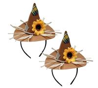 RmKbe 2 cappelli spaventapasseri in feltro con girasole, spaventapasseri da strega, per Halloween, costume spaventapasseri, accessorio per feste, cosplay, Halloween