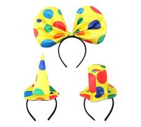 RmKbe 3 pezzi cappello da clown fascia da clown top hat jumbo pois copricapo bowknot fascia per capelli giullare fascia per Halloween Cosplay