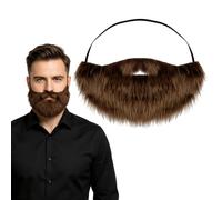 RmKbe Barba finta realistica marrone corta in peluche con cinturino elastico regolabile per costume per feste, cosplay, vacanze in maschera