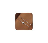 RMMD Bracciale da donna oro argento 18 carati oro/oro bianco placcato oro bianco iniziali cuore bracciale con lettere bracciali personalizzato, regalo di compleanno per donne e ragazze, 21 cm, Acciaio