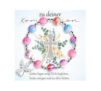 RMMD Regali per la prima comunione ragazza, regalo per la comunione, bracciale con croce in argento, regalo per la prima comunione, viene fornito con biglietto e sacchetto di stoffa, Rame