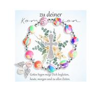 RMMD Regali per la prima comunione ragazza, regalo per la comunione, bracciale con croce in argento, regalo per la prima comunione, viene fornito con biglietto e sacchetto di stoffa, Rame