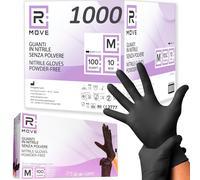 RMOVE 1000 Guanti in Nitrile Neri M Senza Polvere, Senza Lattice, Ipoallergenici