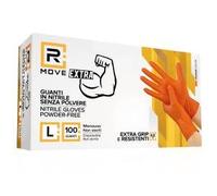RMove 1Conf. da 100pz Tg.L 8.5gr da Lavoro - Guanti Nitrile Arancione Senza Polv
