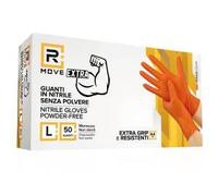 RMove 1Conf. da 50pz Tg.L 8.5gr da Lavoro - Guanti Nitrile Arancione Senza Polve