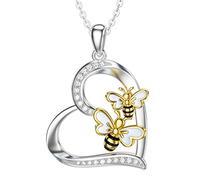 RMREWY Collana in argento Sterling 925 con ciondolo a forma di cuore con animali e zirconia cubica, gioiello per compleanno, laurea, festa della mamma, regalo per donne, mamme e ragazze, Argento