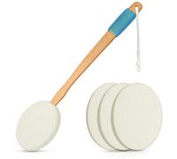 RMS Applicatore Per Lozione Lungo 17,5 "Con 4 Tamponi - Manico Lungo Per Un Facile Accesso E Auto Applicazione Del Bagnoschiuma - Spazzola Per Doccia (Borsa Da Viaggio Inclusa)