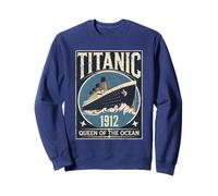 RMS Titanic Collectibles Apparel Felpa Vintage con Immagine di Nave del Titanic 1912, Unisex Adulto, Blue, S