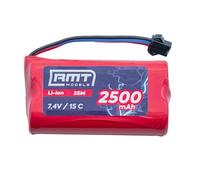 RMT Models Batteria agli ioni di litio 7,4 V 2500 mAh 2S SM-3P maschio | Softpack 15 C corrente continua | 67 × 36 × 19 mm 90 g | Batteria di ricambio RC Auto Barca carro armato camion robot |