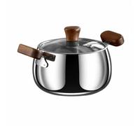 RMWHGDUL Pentolino in Acciaio Inossidabile con Coperchio in E Manico in Legno di per Cuocere Uova Pasta Riscaldare Latte E Adatto per Piccole E Uso Quotidiano, Singolo Strato