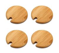RNCOZE 4 coperchi in legno con foro per cucchiaio, coperchi decorativi in bambù naturali, per tazza da caffè, barattolo in vetro, bottiglia in bambù (diametro interno 67 mm)