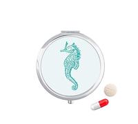 Rng Big Hippocampus Marine Life Blue Pattern Travel Pocket Pill case Medicine Drug Storage Box Dispenser Specchio Regalo