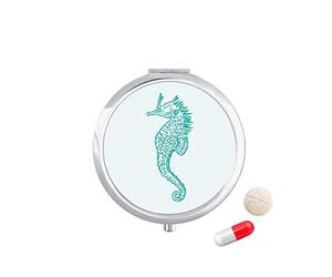 Rng Big Hippocampus Marine Life Blue Pattern Travel Pocket Pill case Medicine Drug Storage Box Dispenser Specchio Regalo