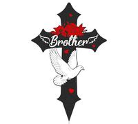 Rngmsi Decorazioni per cimitero a forma di croce, in metallo, per la perdita del fratello, per esterni, cortile, giardino, cimitero per fratello (30 x 19 cm)