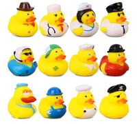 RNHDLY 12 anatra da bagno per bambini, 5 cm, anatra giocattolo da bagno, in gomma, divertente e riutilizzabile, per feste di compleanno dei bambini, vasche, spiaggia e piscina