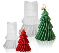 RNHDLY 2 stampi a forma di candela di Natale, a forma di albero di Natale, stampi per candele 3D in silicone per candele profumate, ornamenti, regali