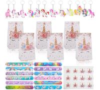 RNHDLY Confezione da 36 regalini per feste di compleanno per bambini, 12 sacchetti regalo + 12 braccialetti + 12 portachiavi, pensierini per feste per confezionare regali, regali per matrimoni, feste