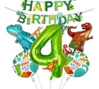 RNHDLY Palloncino a forma di dinosauro con numero 4, 101,6 cm