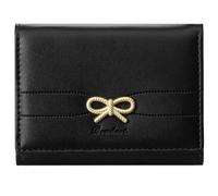 RNIEGA Piccolo portafoglio carino Coquette Bow portafoglio ID porta carte di credito per donne ragazze, nero, small