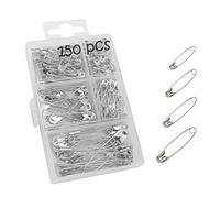 Rnitle 150 Pezzi Spille da Balia,4 Misure Spille di Sicurezza,Argento, 19mm, 22mm, 28mm, 38mm, per Cucito Artigianale, Creazione di Gioielli, Forniture per Ufficio a Casa